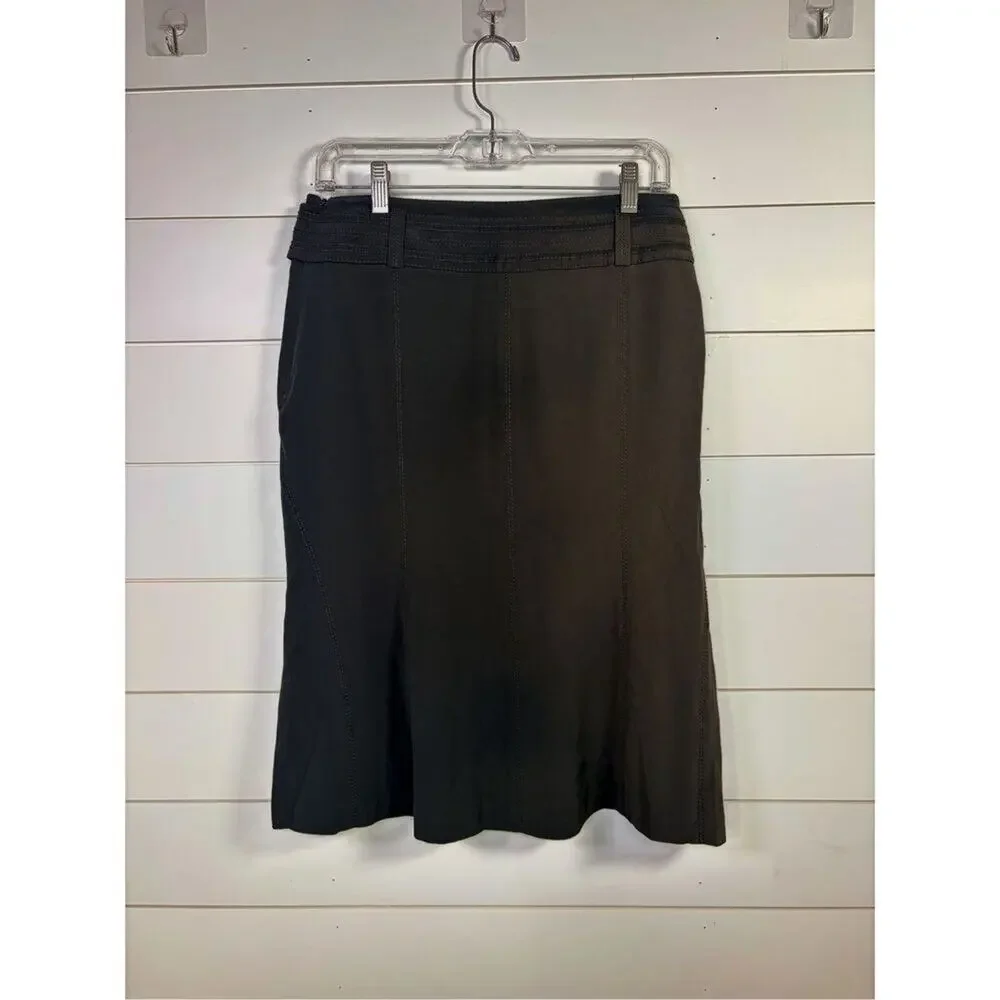 Karen Millen Women's Paneled Bow Belted Flared Hem Mini Skirt Black Size 6